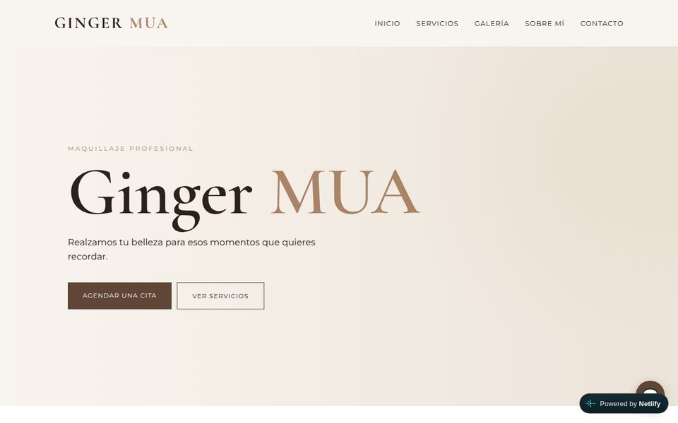 Portada de gingermua.cl: Ginger MUA, maquillaje profesional